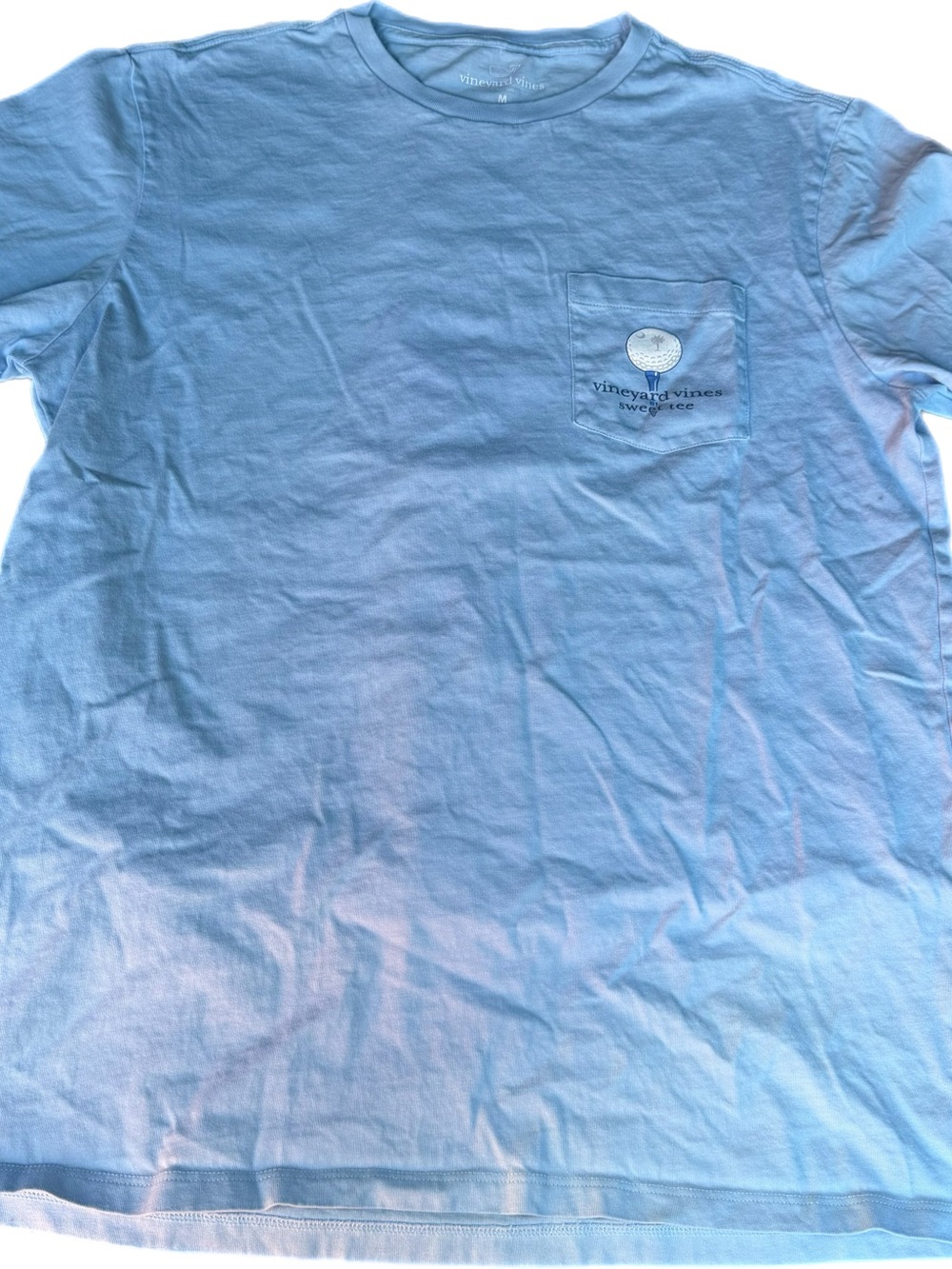 Vineyard Vines Light Blue Short Sleeve Pocket Tee with Golf Logo